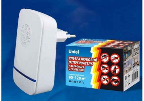 Отпугиватель насекомых и грызунов ультразвук Uniel UDR-E12 IVORY 120кв.м 220В картинка 